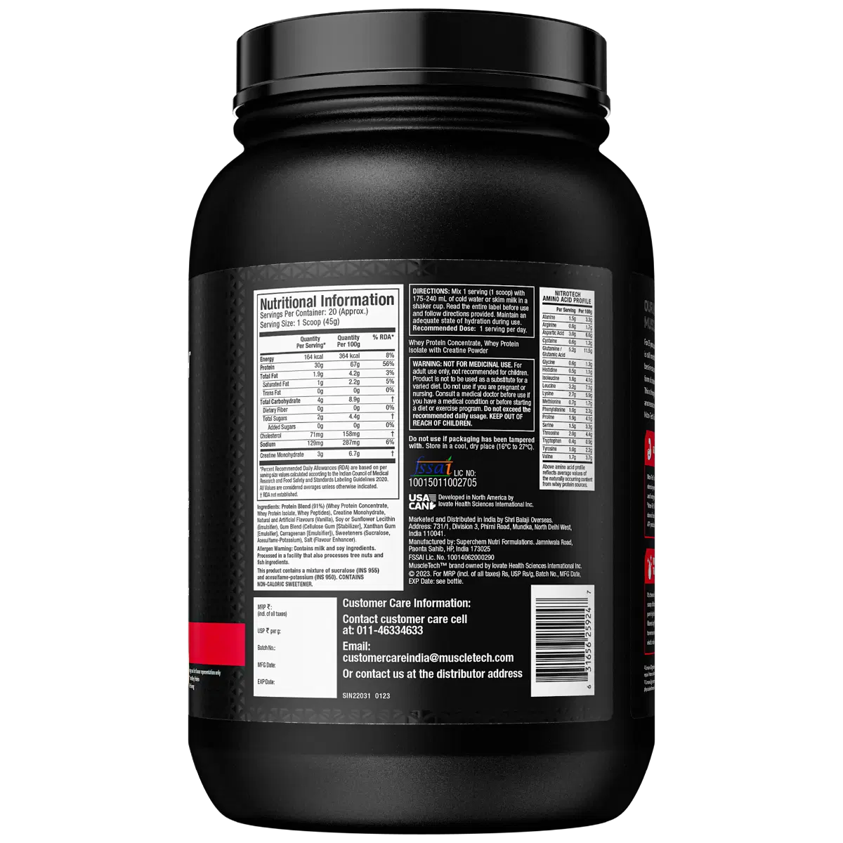 MuscleTech Nitrotech Whey Protein 907g | 20 Serving | 30g Protein | Vanilla Cream Flavour | Muscle | Recovery | Strength 2